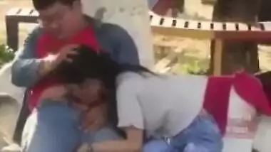 Hot college girl caught sucking cock in park
