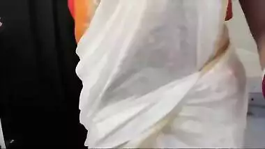 Cute Anna Sexy Live in Orange Saree