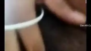 During the video call the Indian minx plays with tits and pussy